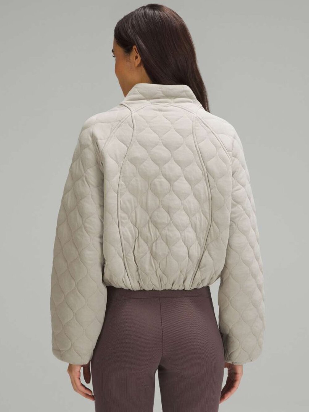 LULULEMON 8 Silverstone Quilted Bomber Jacket Cropped Bubble Sleeve